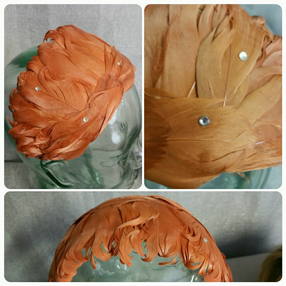Vintage Feather Headband Flapper Depression Ginger - Picture 4 of 5